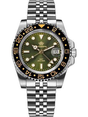 Luxury Waterproof GMT Watch for Men - Swiss Quartz, Luminous, Two-Tone Design
